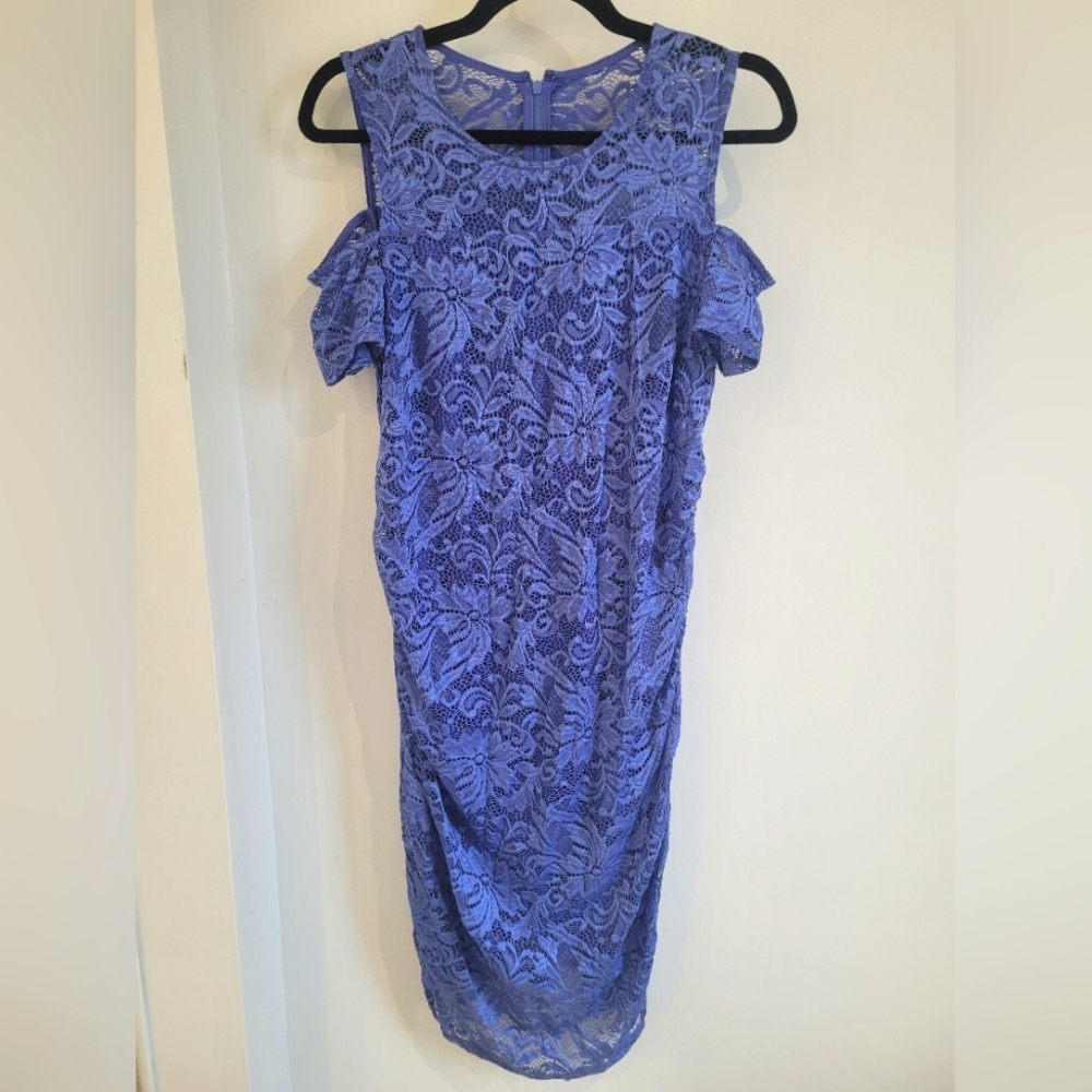 MATERNITY DRESS BLUE LACE